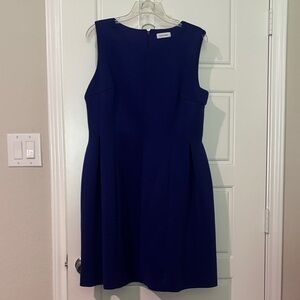 Calvin Klein Sleeveless Royal Blue Fit-and-Flare Midi Dress